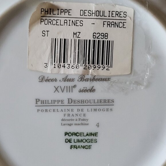 Philippe Deshoulieres Barbizon Flat Cup & Saucer Set With Blue Floral & Gold Acc - Picture 10 of 10